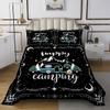 Erosebridal Happy Camping Coverlet King Size RV Camper Bedding Set, Psychedelic Galaxy Bedspread Set Rustic Farmhouse Quilt Set, Travel Trailer Car Bed Set Black Camper Accessories view 3