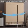 OTHZON Canvas Wardrobe, Portable Wardrobe Shelves with Hanging Rail, Shelves, and Drawers, Fabric Clothes Closet Storage Organizer for Bedroom,Pink-83x45x168cm view 4