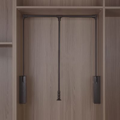 51 to 121cm Pull Down Hanging rail for Wardrobe, Adjustable Hanging Lift Clothes Wardrobe Rail, Extendable Clothes Hanger Rail Soft Return for Space Saving (Size : 51-66CM)