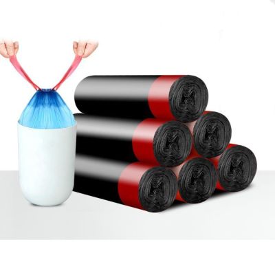 Drawstring garbage bag is strong thickened household kitchen portable automatic closing plastic bag large portable garbage bag