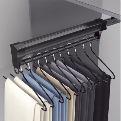 Closet Pull Out Trousers Rack, Extendable Clothes Rail with Sliding Track, Pull Out Closet Rod Adjustable 26-61cm Wardrobe Rail Clothes Rack, 8 Sizes (Size : 61cm)