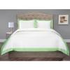 Hotel Luxury 3pc Dual Tone Duvet Cover Set-800 Thread Count Organic Cotton Premium Bedding Collection Twin Size 68 x 86 Inches Machine Washable (White & Sage Green) view 1