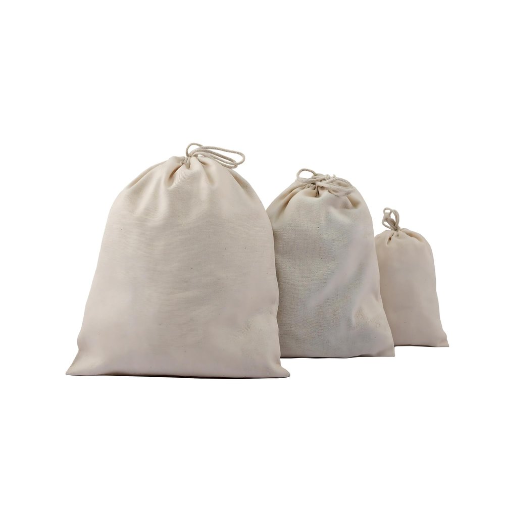 18x20 inches 100% Cotton Canvas Reusable Produce Bags, Double Drawstring Bags Multipurpose Drawstring Storage Pouch for Everyday Use - EcoGreen Textiles (Pack of 25)