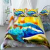 Boasorte Personal Lizard Prints Duvet Cover Set | Wildlife Reptile Tropical Rainforest Lizard Design Bedding Set | with Soft Duvet Cover+2 Pillow Shams(3pcs) or Sheet (4pcs) (A,Queen-3PCS) view 1