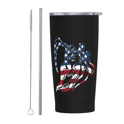 Patriotic Grim Reaper Car Cup Coffee Travel Mug Stainless Steel Straw Travel Tumbler Vacuum Insulated Keep Cold