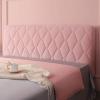 Velvet Bed Headboard Cover for Queen Twin Full King Size, Quilted Bed Headboard Slipcover Thicken Dustproof Headboard Padding Protector Cover (Pink,190cm(75")) view 1