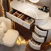 LPP-AWH Vanity Desk - White Makeup Vanity with Smart LED Mirror and Chair, Luxury Leather Wrapped Makeup Table Include Side Cabinet & 5 Drawers for Bedroom (31.5'') view 2