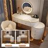 LPP-AWH Vanity Desk - White Makeup Vanity with Smart LED Mirror and Chair, Luxury Leather Wrapped Makeup Table Include Side Cabinet & 5 Drawers for Bedroom (31.5'') view 4
