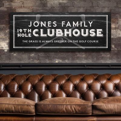 19th Hole Clubhouse Custom Golf Sign, Rectangle