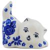 Polmedia Polish Pottery Cat Figurine - Cobalt Dreams Pattern Handmade in Boleslawiec Poland by Ceramika Bona + Certificate of Authenticity view 1