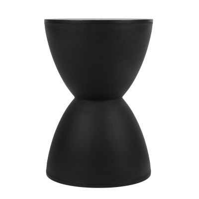 HomeLoft Basics Hourglass Shape Stool, PP Fashionable End Table Hourglass Stool Round Smooth Surface for Home Use (Black)
