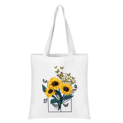 Oyachic Canvas Tote Bag with Inner Pocket & Zipper Aesthetic Sunflower Butterfly Tote Bag for Women Reusable Shopping Bag for Grocery Beach Travel Pouch