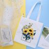 Oyachic Canvas Tote Bag with Inner Pocket & Zipper Aesthetic Sunflower Butterfly Tote Bag for Women Reusable Shopping Bag for Grocery Beach Travel Pouch view 3