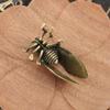 JIAPAILAIYUN Brass Animal Figurines,4.4x2.6cm Handmade Brass Cicada Golden Cicada Pendant Ornaments Gift Copper Crafts Collection, Vintage view 2