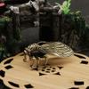 JIAPAILAIYUN Brass Animal Figurines,4.4x2.6cm Handmade Brass Cicada Golden Cicada Pendant Ornaments Gift Copper Crafts Collection, Vintage view 3