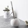 DUJEFF Ceramic Dome Toilet Brush & Holder Modern Freestanding White Compact Toilet Bowl Scrubber, Toilet Brush Holder Bathroom Decor view 3