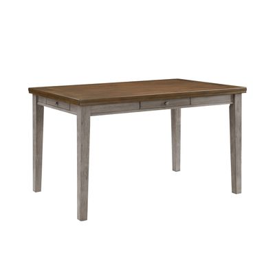 Benzara Trea 36 Inch Counter Height Table- 6 Seater- 4 Drawers- Cherry Brown- Gray