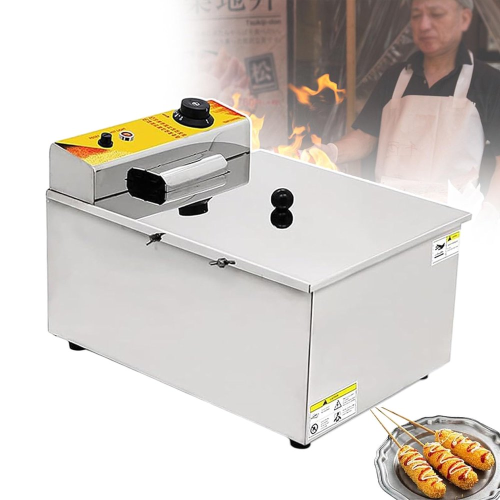 Deep Fryer For Kitchen, Electric Cheese Hot Dog Fryer, Multi-Ring Heating Tube, Humanized Snail Separator, Less Fumes, For Fast Food Restaurants/Snack Bars/Parties