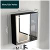 Black Smart Bathroom Medicine Cabinet with LED Light, Defog Button and Transparent Side Storage, Simple Small Bathroom Mirror Cabinet, Aluminum Over The Toilet Storage Cabinet (Size : 60x65x12cm) (O view 2
