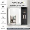 Black Smart Bathroom Medicine Cabinet with LED Light, Defog Button and Transparent Side Storage, Simple Small Bathroom Mirror Cabinet, Aluminum Over The Toilet Storage Cabinet (Size : 60x65x12cm) (O view 3