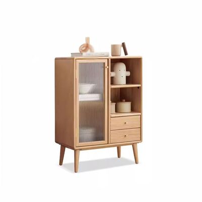 SONGCHAO Coffee Bar Cabinet Solid Wood TV Cabinet Side Cabinet Simple Wide Storage Cabinet Living Room Home Log Storage Cabinet Small Sideboard Buffet Cabinet with Storage