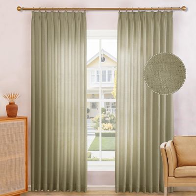 DotheDrape Pinch Pleated Linen Semi Sheer Curtain, 84 Width 84 Inch Long