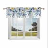 Spring Summer Curtain Valances for Windows Rod Pocket Decorative Window Treatments Pastoral Style Plants Eucalyptus Leaves Flowers Blue Valance Curtains Kitchen Valances for Living Room 54"x18" view 1