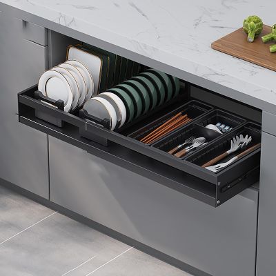 Pull Out Cabinet Organizer,sliding drawers for kitchen cupboard,Home Office Organization Hidden Storage Pantry Shelf,for Pantry and Bathroom Vanity,with Adhesive Nano Film.(Color:Black,Size:ONE_47*42*