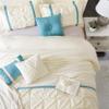 Stratford Park Beige Blue Comforter Set Queen Size, 7 Piece, Microfiber Technique, All Season Bedding Set, Home Decor, Matching Pillows & Shams, Bedskirt view 3