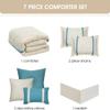Stratford Park Beige Blue Comforter Set Queen Size, 7 Piece, Microfiber Technique, All Season Bedding Set, Home Decor, Matching Pillows & Shams, Bedskirt view 4