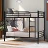 Bunk Bed with Ladder and high Guardrail, Able to Split, Metal Bunk Bed, Storage Space, Noise Free,Twin Over Twin Size Bunk Bed,Black view 1