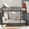 Bunk Bed with Ladder and high Guardrail, Able to Split, Metal Bunk Bed, Storage Space, Noise Free,Twin Over Twin Size Bunk Bed,Black view 3