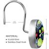 asebiunh Shower Curtain Hooks, Tennis Ball Pattern Shower Curtain Rings Stainless Steel Rust-Proof Shower Hooks Rings for Bathroom Shower Rods Curtains, Set of 12 Hooks view 3