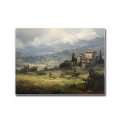 SENLYCH Canvas Art Poster Italian Countryside Wall Art Poster Vintage Style Artwork Living Room and Bedroom Home Decoration 8x12inch Wood Frame