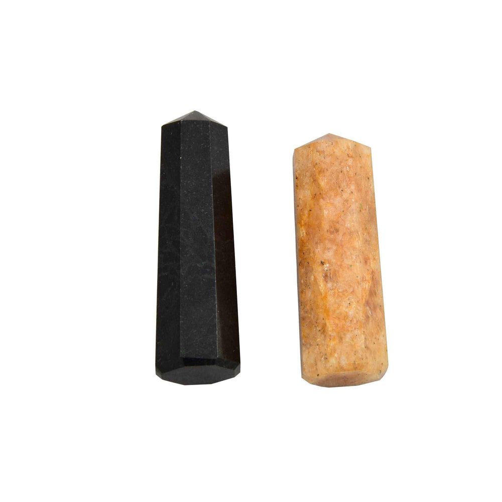 Black Tourmaline, Citrine Tower Wand Obelisk Jumbo Reiki Crystal Gemstone Table Dcor