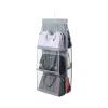 HAN SHENG 6 Pockets Clear Handbag & Purse Organizer Hanging Bag Storage - Space Saving Hanging Shelf for Closet, Wardrobe, Over Door (1 Pack, Grey) view 1