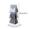 HAN SHENG 6 Pockets Clear Handbag & Purse Organizer Hanging Bag Storage - Space Saving Hanging Shelf for Closet, Wardrobe, Over Door (1 Pack, Grey) view 2