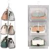 HAN SHENG 6 Pockets Clear Handbag & Purse Organizer Hanging Bag Storage - Space Saving Hanging Shelf for Closet, Wardrobe, Over Door (1 Pack, Grey) view 4