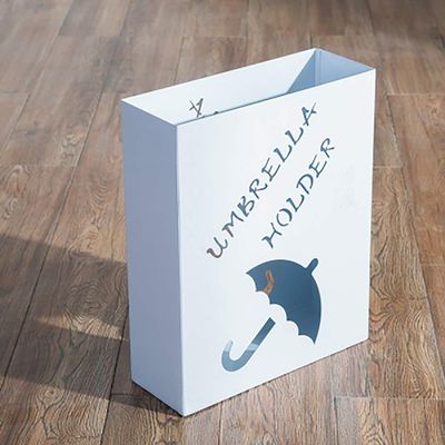 Metal Umbrella Stand Free Umbrella Stand for Walking Sticks/Poles Fixed with 4 Plastic Cushions Square Shelf 33 x 12 x 41 cm (White Y0S0J1 (Color : White Size : One Size)