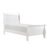 Benzara Vele Twin Size Bed with Panel Headboard- Sleigh Design- White Wood Finish view 1