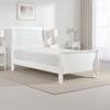 Benzara Vele Twin Size Bed with Panel Headboard- Sleigh Design- White Wood Finish view 2