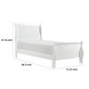 Benzara Vele Twin Size Bed with Panel Headboard- Sleigh Design- White Wood Finish view 3