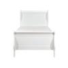 Benzara Vele Twin Size Bed with Panel Headboard- Sleigh Design- White Wood Finish view 4