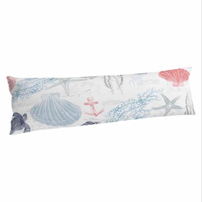 Coastal Navy Body Pillowcase, Soft Bed Throw Pillow Covers Luxury Decorative Sofa Couch Long Lumbar Pillow Sham Cushion Case with Envelope Closure, Coral Red Blue Nautical Anchor Seaweed 20"x54"