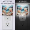 KikandKo Night Lights Plug Into Wall 2 Pack, Ocean Seashell Starfish Night Light for Kids, LED Nightlight with Dusk to Dawn Sensor for Bathroom, Children Room, Nursery, Gift, 7.6x7.6cm/3inx3in view 2