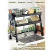 Cup Hanging Set,Over Sink Dish Drying Rack,dustproof,Adjustable Length,Over The Sink,Expandable Shelf Rack,for Kitchen Counter (Color : Black, Size : 66cm) (Black 86cm) view 4