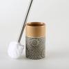 DUJEFF Retro Coffee Round Toilet Bowl Brush and Holder, Toilet Cleaner Brush Set with Stainless Steel Handle, Ceramic Toilet Brush and Holder for Bathroom view 1