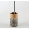 DUJEFF Retro Coffee Round Toilet Bowl Brush and Holder, Toilet Cleaner Brush Set with Stainless Steel Handle, Ceramic Toilet Brush and Holder for Bathroom view 3