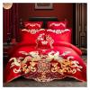 ADovz Red Dragon Phoenix Embroidery Bedding Sets Luxury Chinese Wedding 100% Cotton Tassels Duvet Cover Bed Sheet Pillowcases,Bed Sheets, Queen, FH-762 view 1