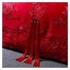 ADovz Red Dragon Phoenix Embroidery Bedding Sets Luxury Chinese Wedding 100% Cotton Tassels Duvet Cover Bed Sheet Pillowcases,Bed Sheets, Queen, FH-762 view 3